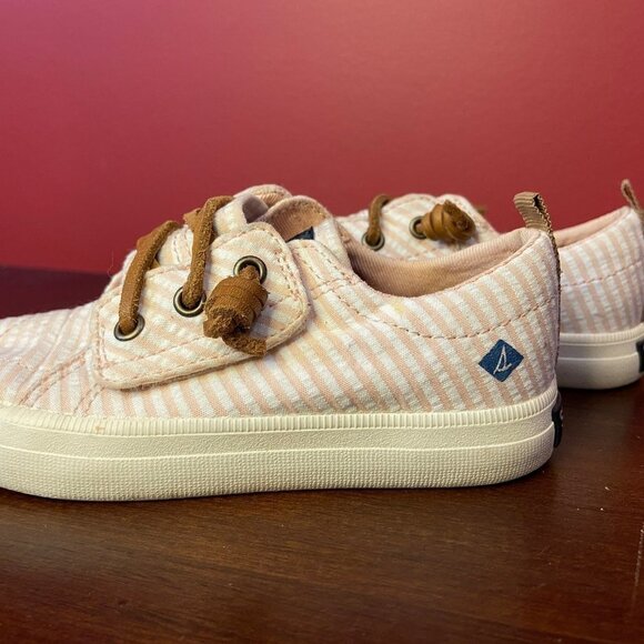 Sperry Girl's Crest Vibe Jr Pink Striped Sneakers - Kids Size 8M - Picture 3 of 7